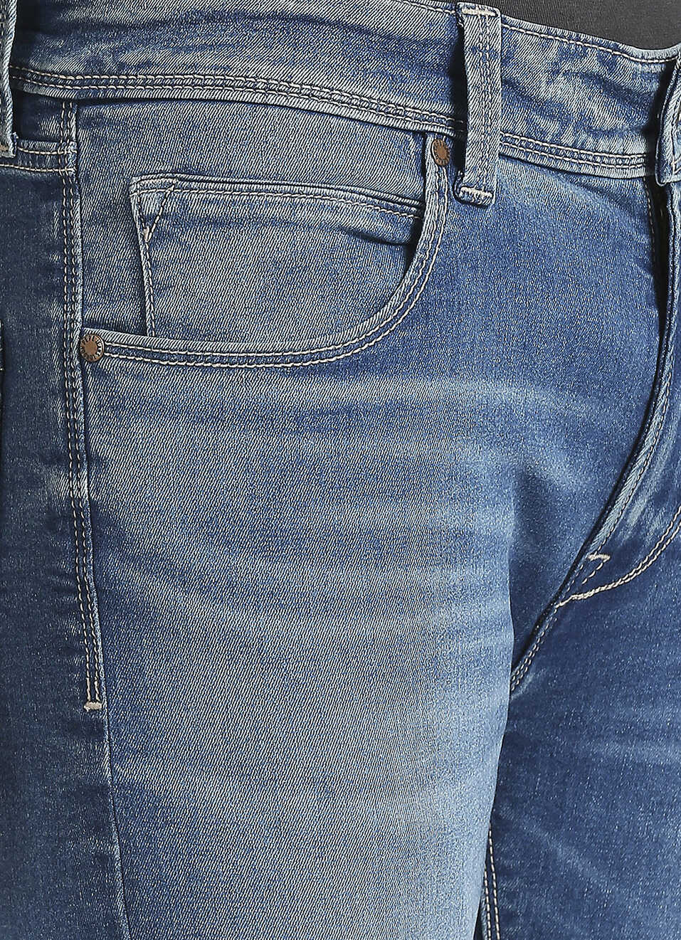 Danial Blue Low Waist Tapered Jeans, , large image number 4
