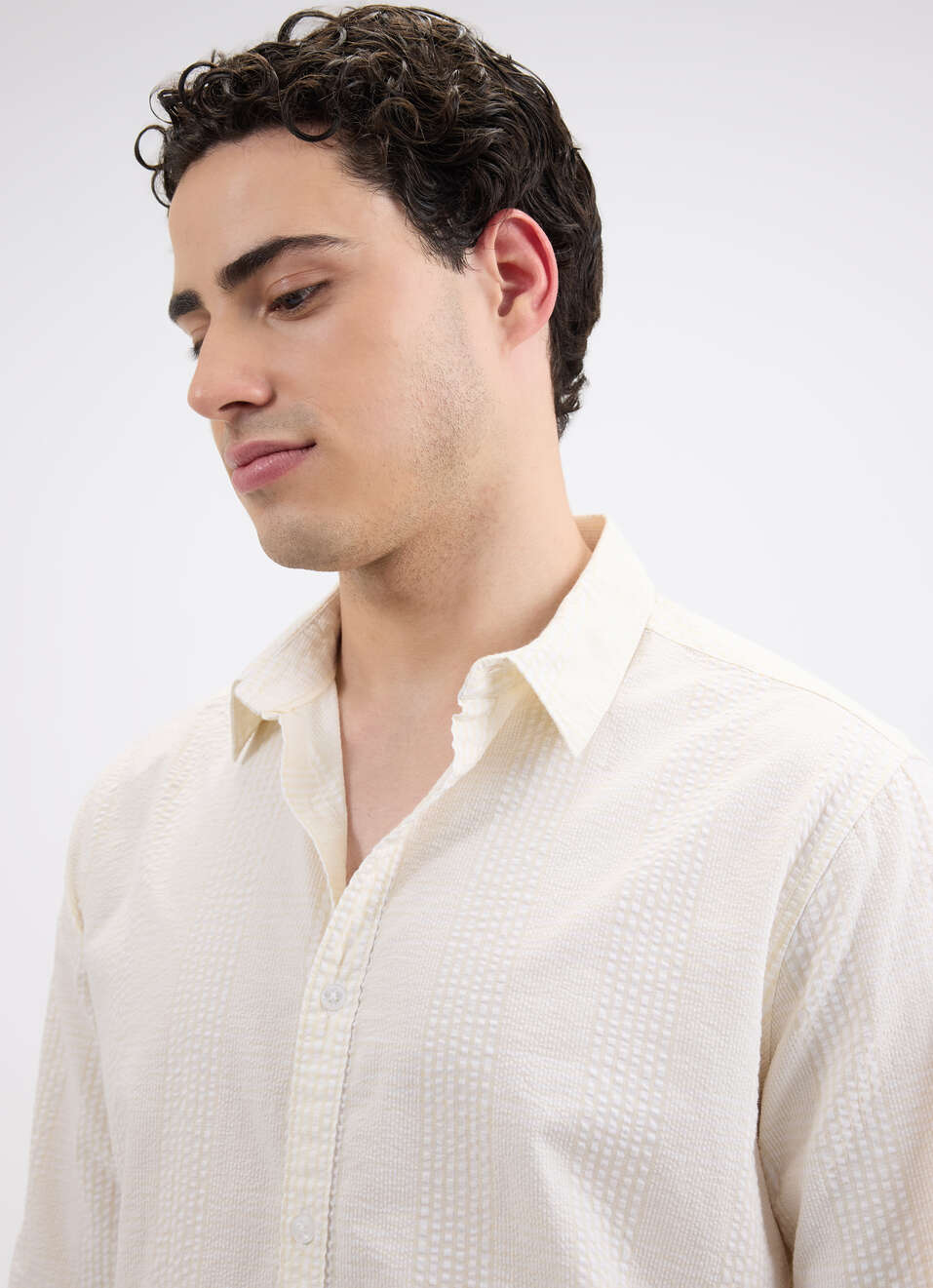 Men Beige Check Full Sleeve Shirt, , large image number 4