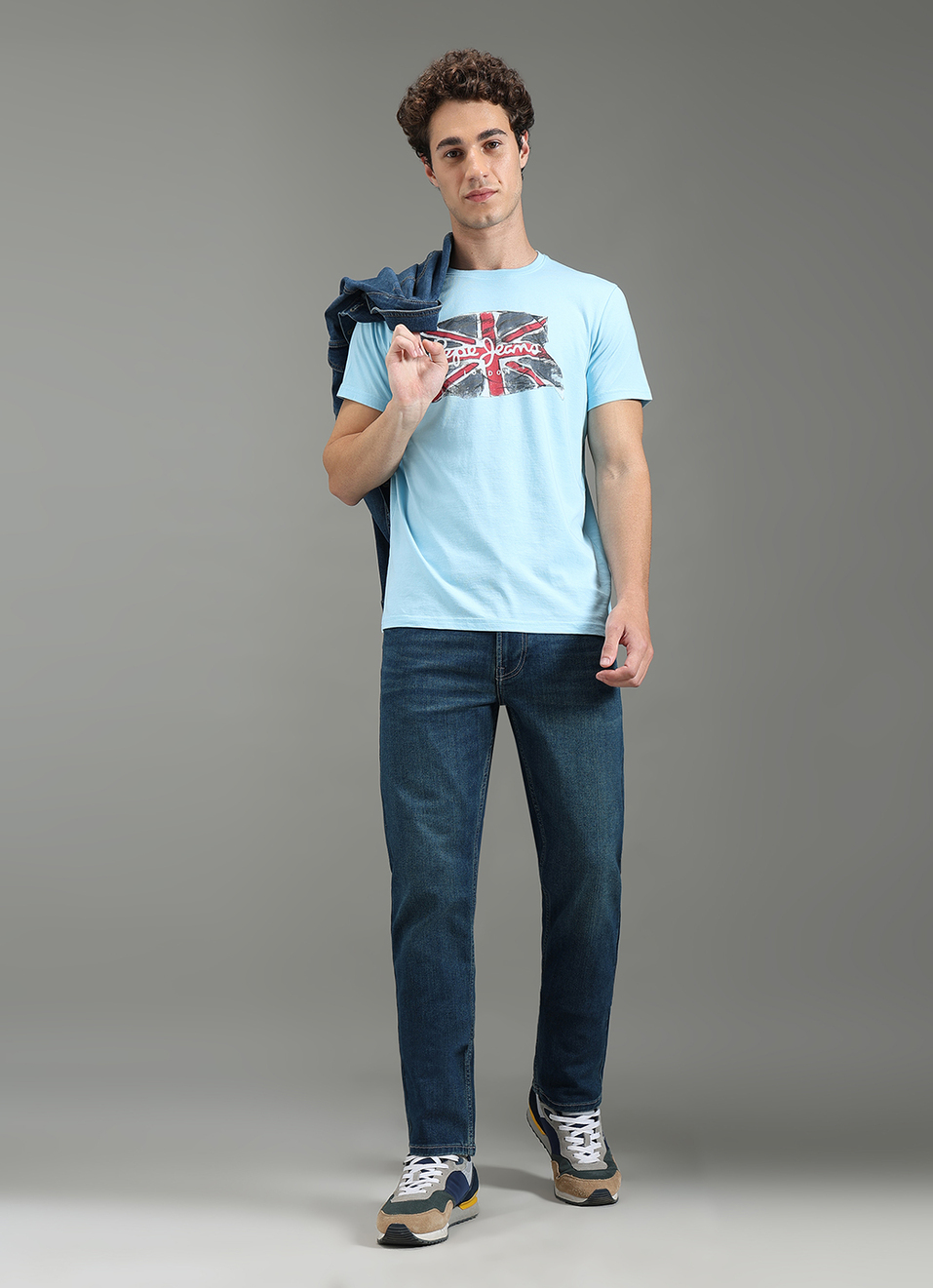 Men Blue Graphic Slim Fit T-shirt, , large image number 2