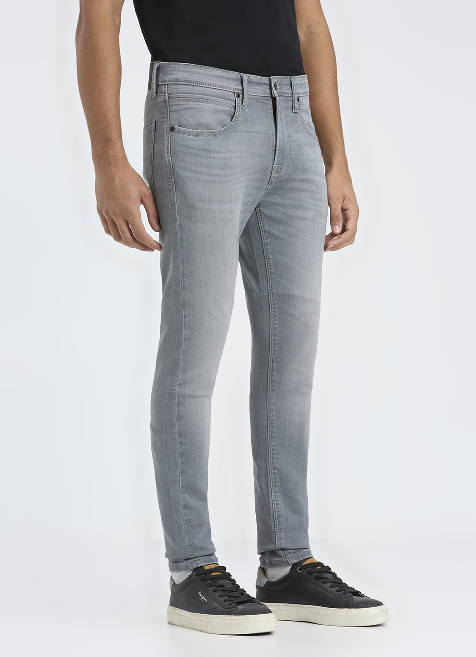 Men Grey Mid Rise Slim Fit Gymindigo Jeans, , large image number 5