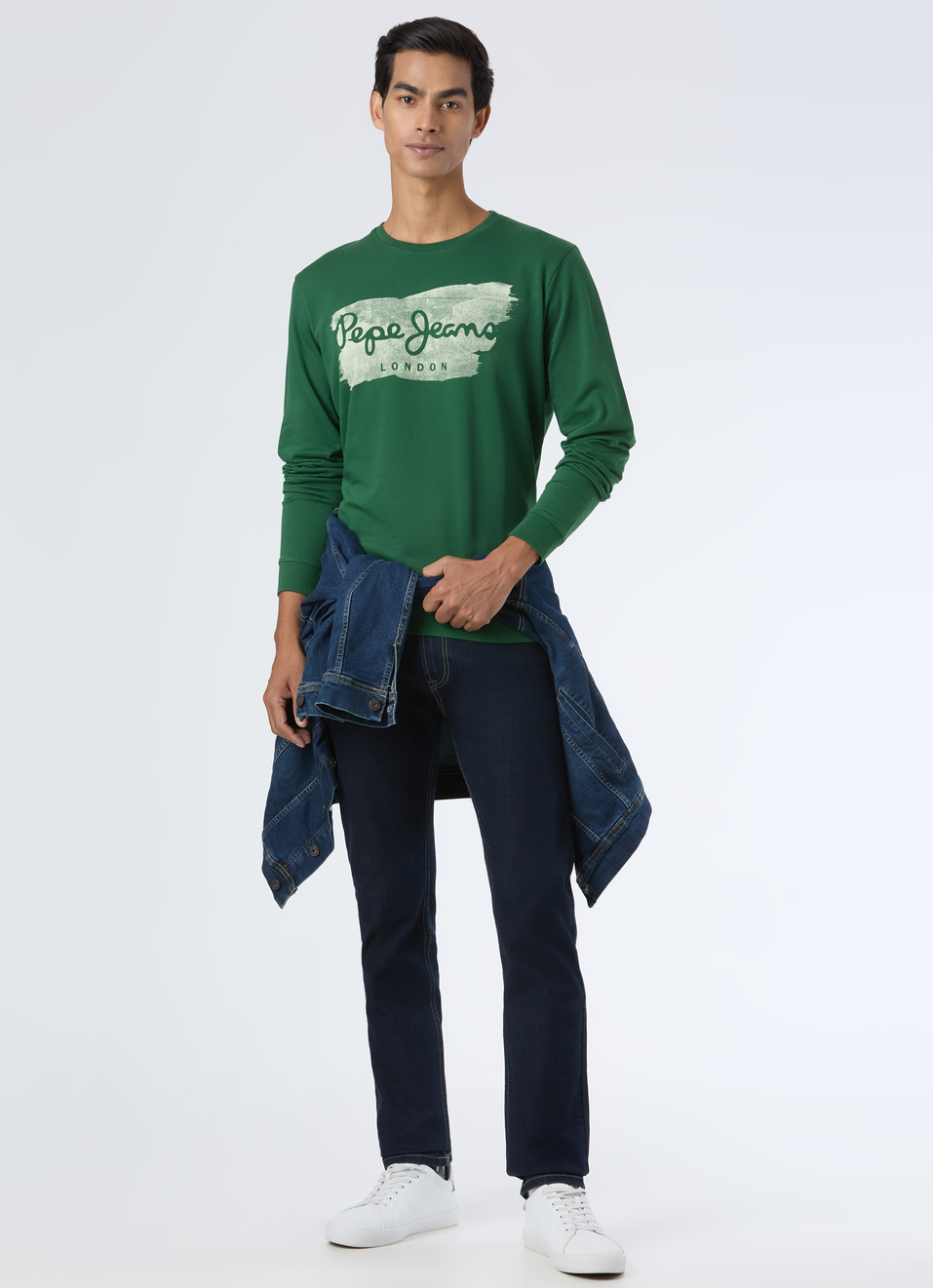 Men Ivy Green  Brushstroke Logo Print Sweatshirt, , large image number 5