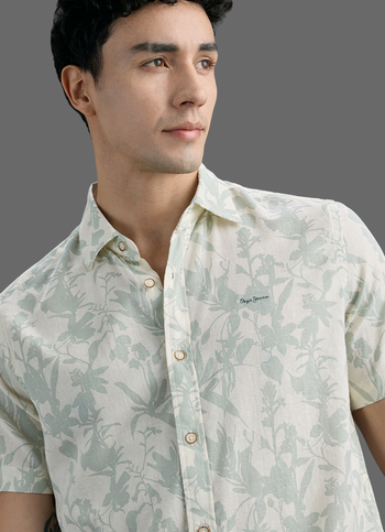 Men Green Printed Short Sleeve Shirt