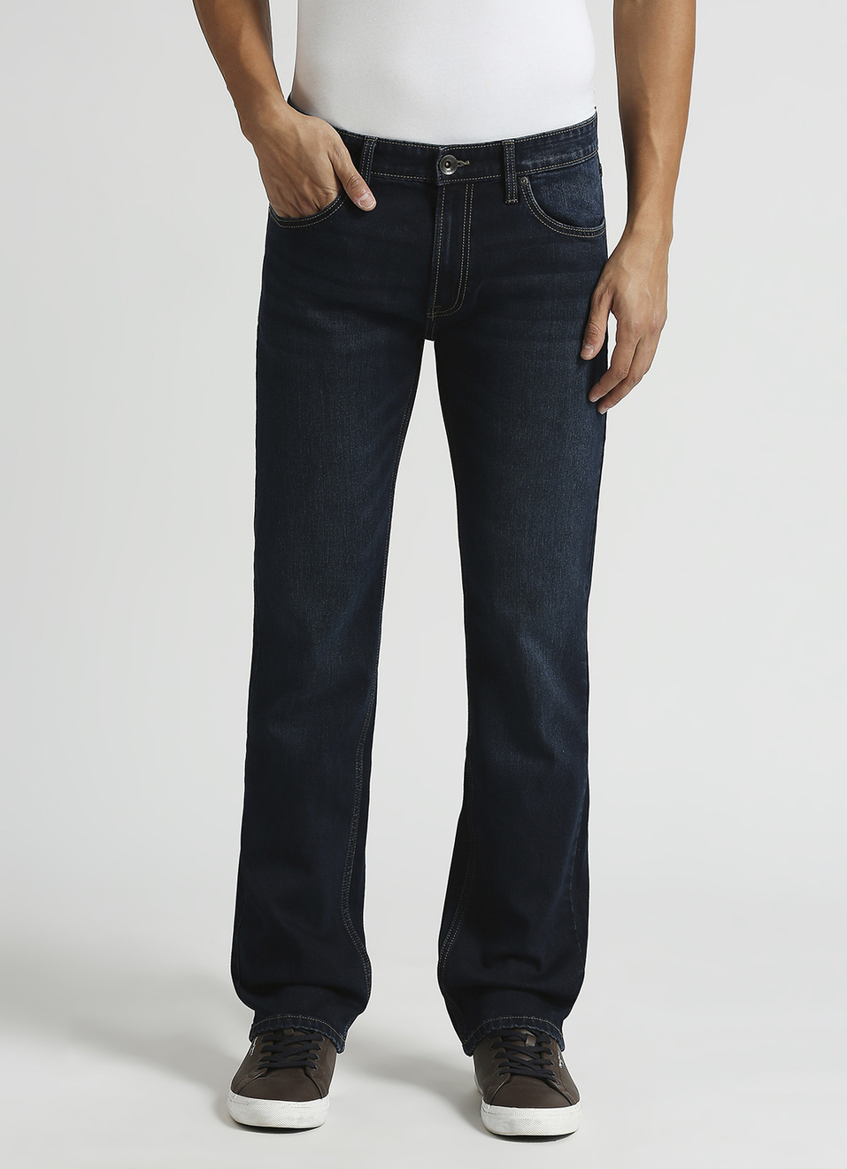 Vapour Dark Blue Mid Rise Slim Fit Jeans, , large image number 2