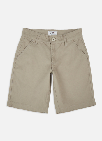Boys Beige Mid Rise Stretch Shorts