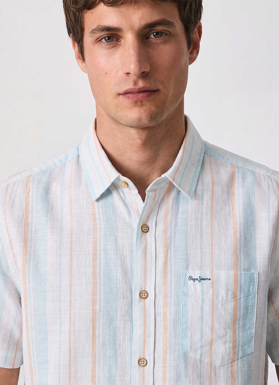 Men Blue Striped Short Sleeve Shirt, , large image number 4