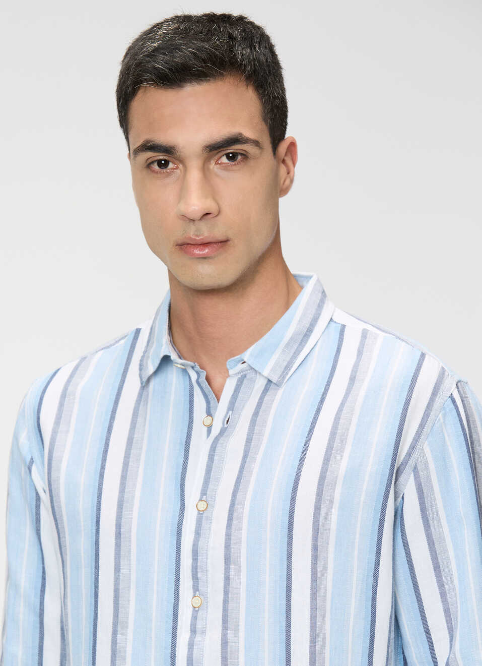 Men Blue Vertical Stripe Full Sleeve Shirt, , large image number 4