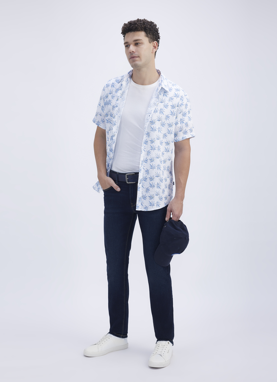 Men Blue Printed Short Sleeve Shirt, , large image number 0