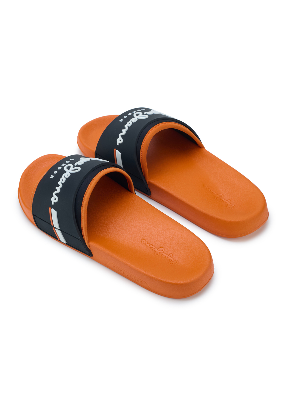 Men Orange Colorblock Slip-on Slides, , large image number 2