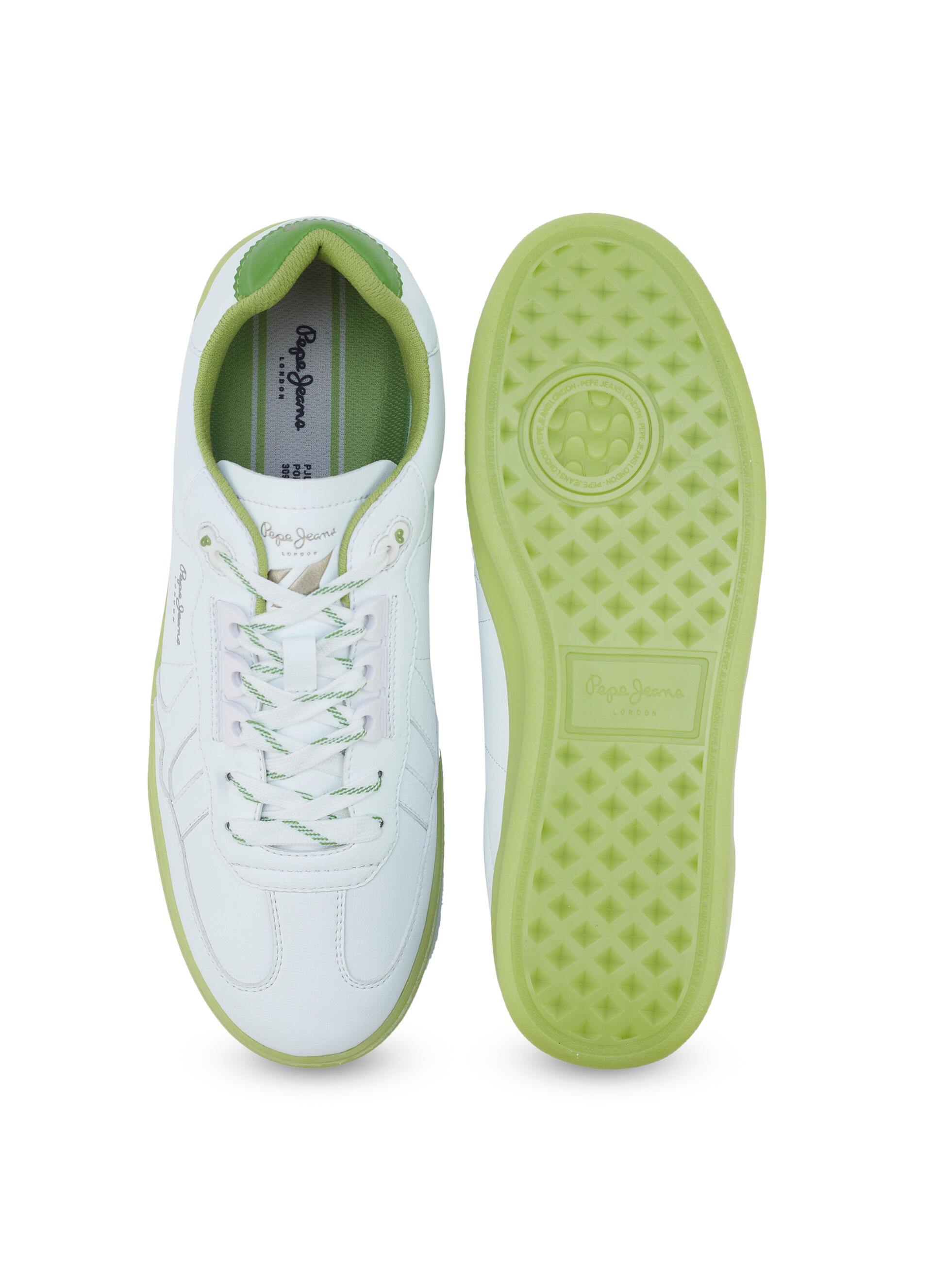 Men Neon Green Solid Pu Lace Up Sneakers, , large image number 4