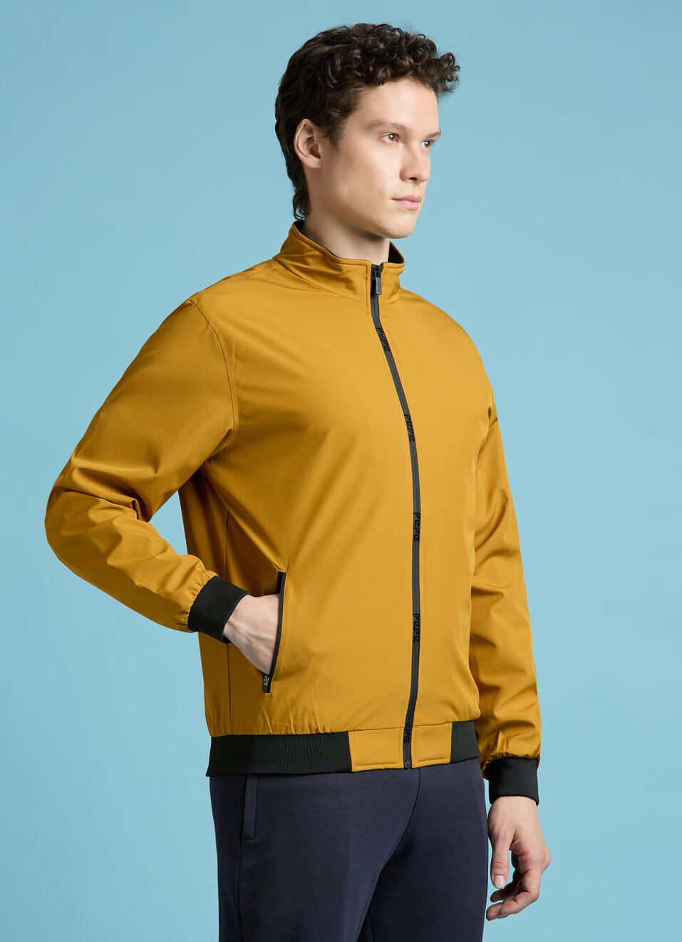 Yellow High Neck Full Sleeve Lightweight Jacket, , large image number 3