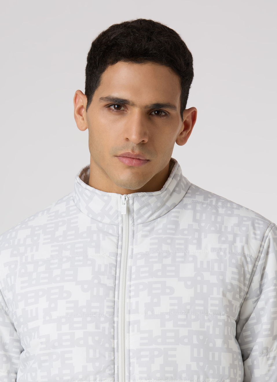 Men White All Over Print Quilted Puffer Jacket, , large image number 4