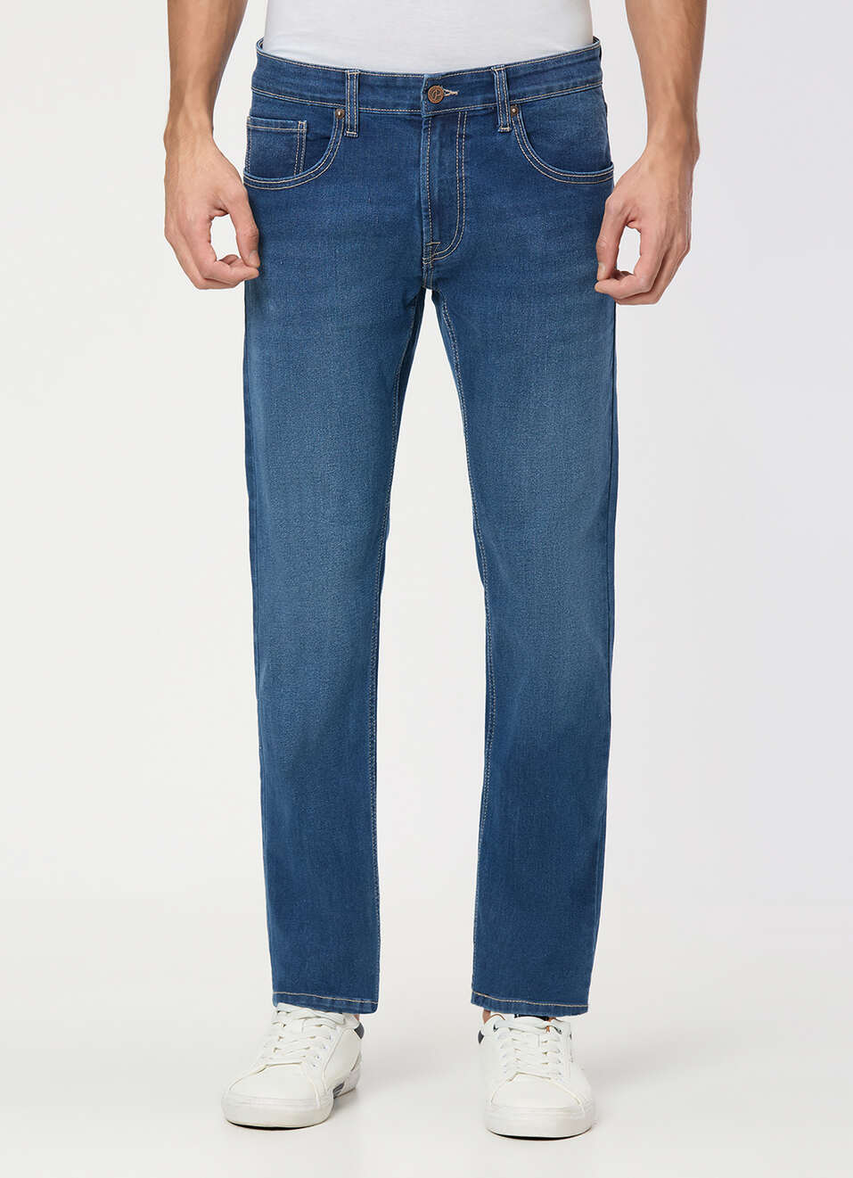 Men Blue Mid Rise Slim Fit Jeans, , large image number 2