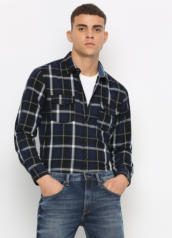 Indigo Checks Long Sleeve Shirt