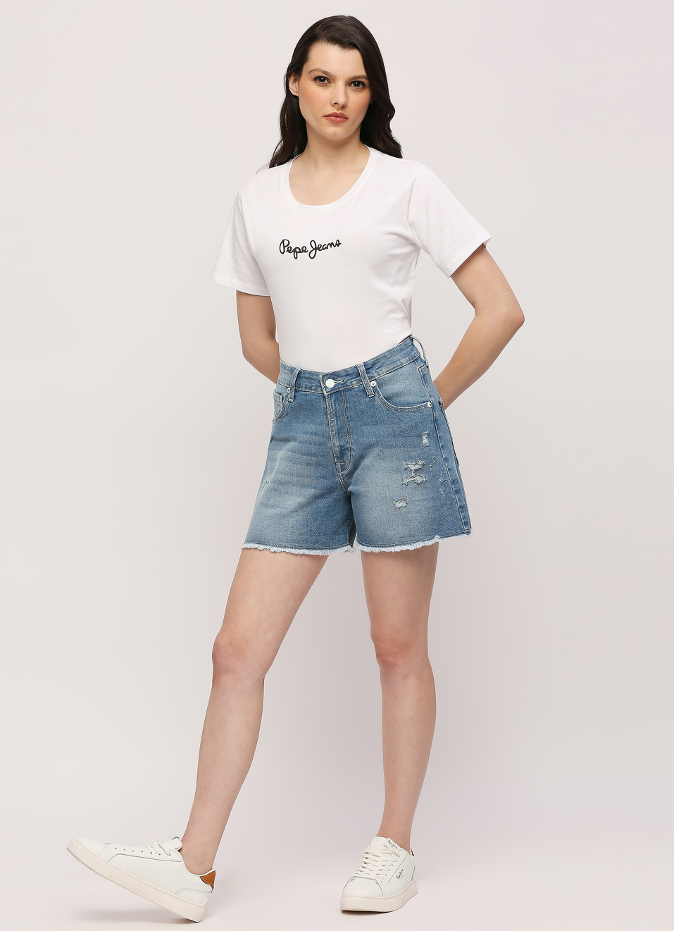 Blue Rachel High Rise Shorts, , large image number 5