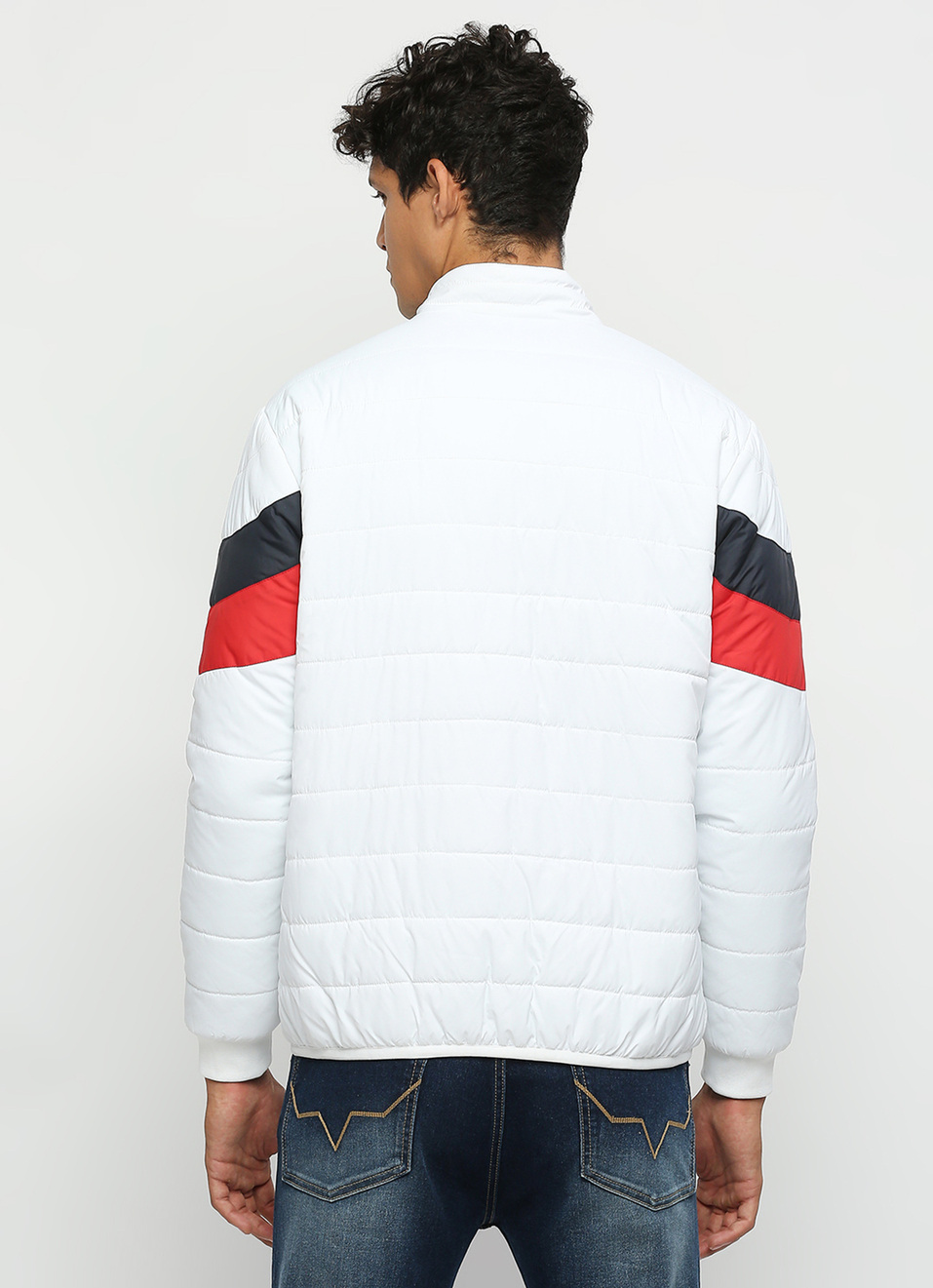 White Printed Puffer Jacket, , large image number 2