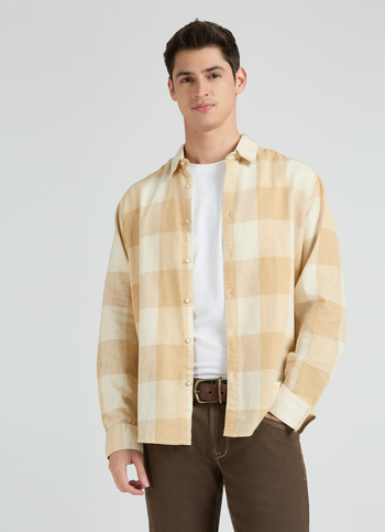 Beige Check Full Sleeve Shirt
