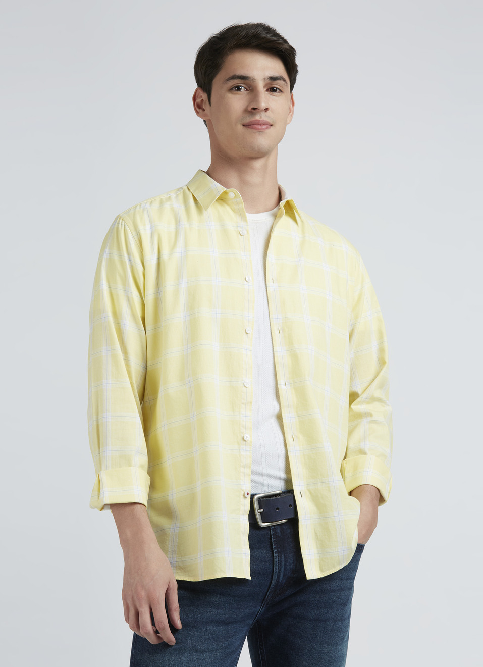 Yellow Check Full Sleeve Shirt, , large image number 0