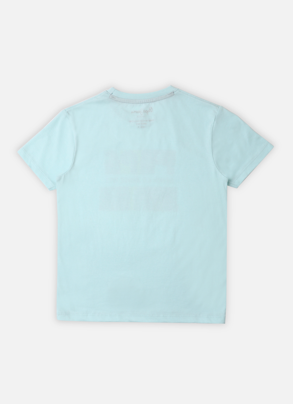 Boys Sea Blue Brand Print Short Sleeve T-shirt, , large image number 1