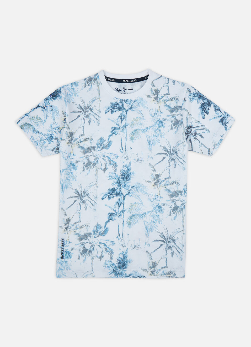 Boys Blue All Over Tropical Print Short Sleeve T-shirt, , large image number 0