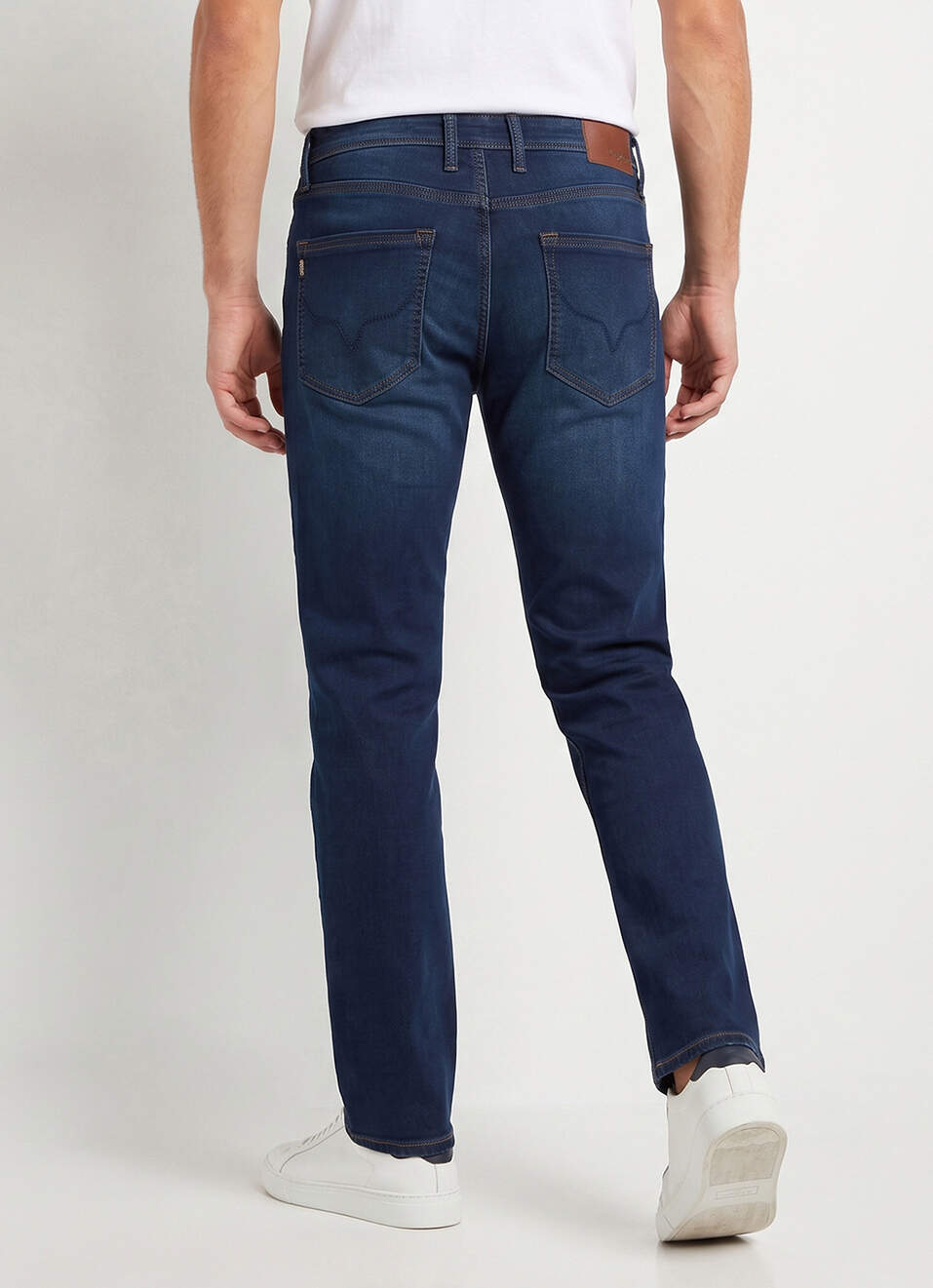 Men Blue Straight Fit Mid Rise Stretchable Jeans, , large image number 3