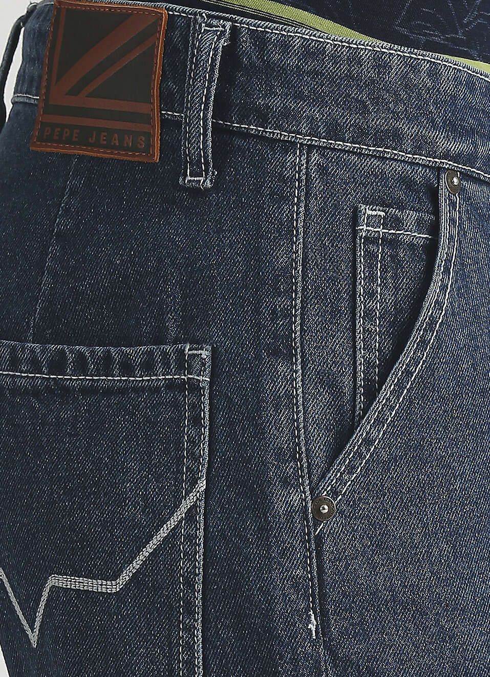 Cargo Straight Mid Rise Dark Blue Jeans, , large image number 4