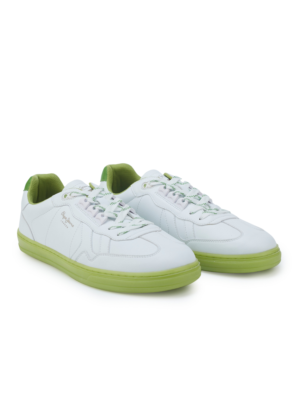 Men Neon Green Solid Pu Lace Up Sneakers, , large image number 1
