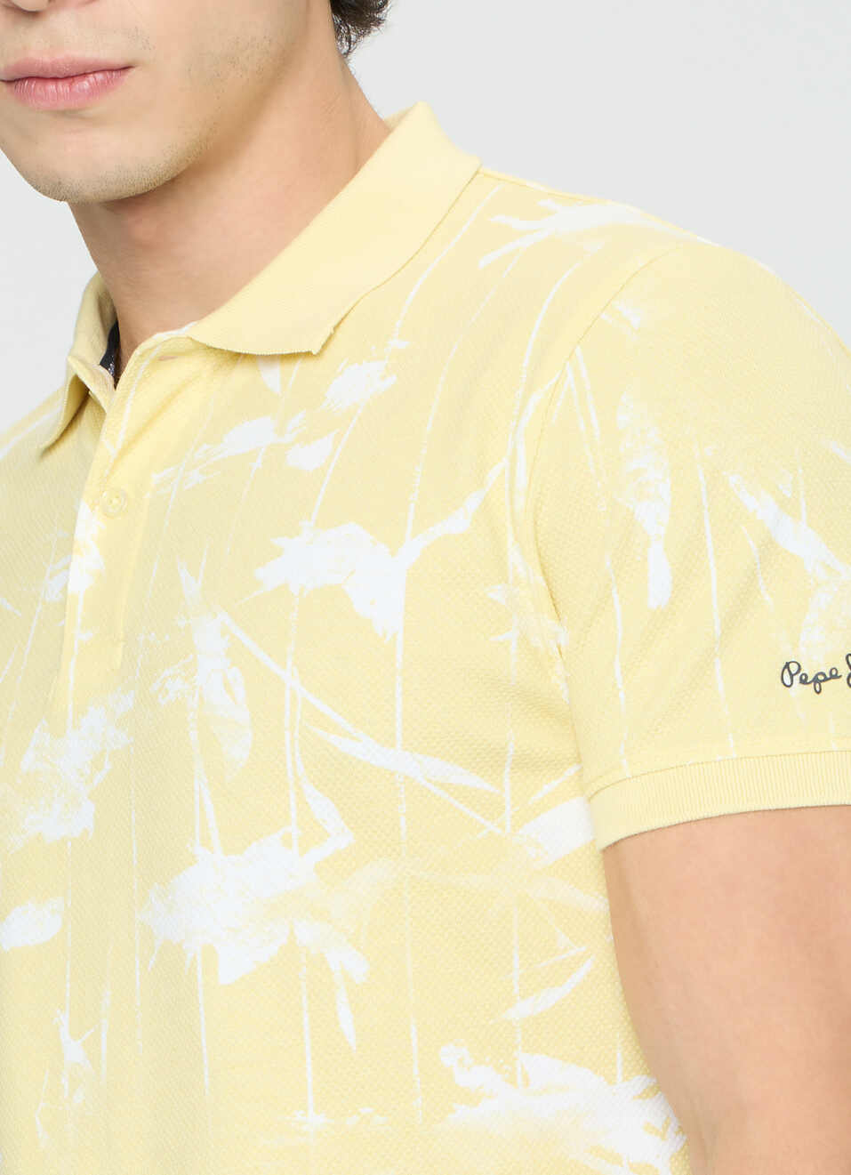 Men Yellow Abstract Print Polo Collar T-shirt, , large image number 6
