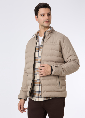Men Beige Quilted Puffer Jacket