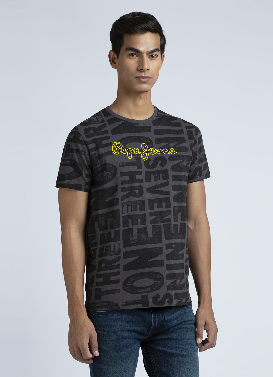 Grey Crew Neck Short Sleeve T-shirt, , large image number 3