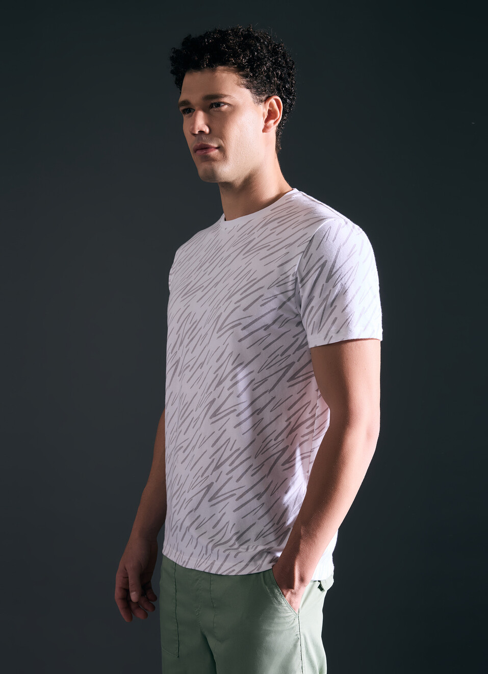 Men White All Over Print Short Sleeve T-shirt, , large image number 3