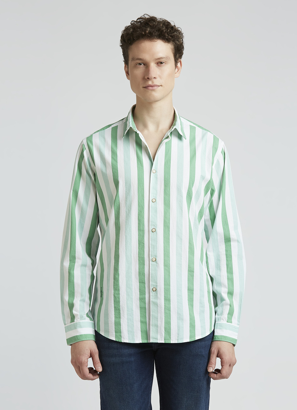 Green Stripes Full Sleeve Shirt, , large image number 1