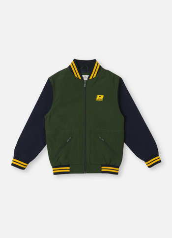 Boys Olive Colour Block Full Sleeve Jacket
