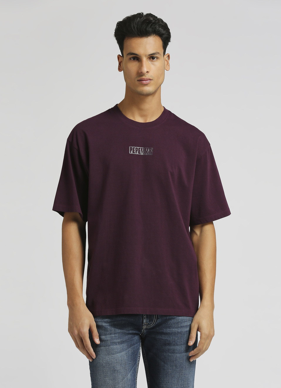 Purple Logo Print Oversized Short Sleeve T-shirt, , large image number 1