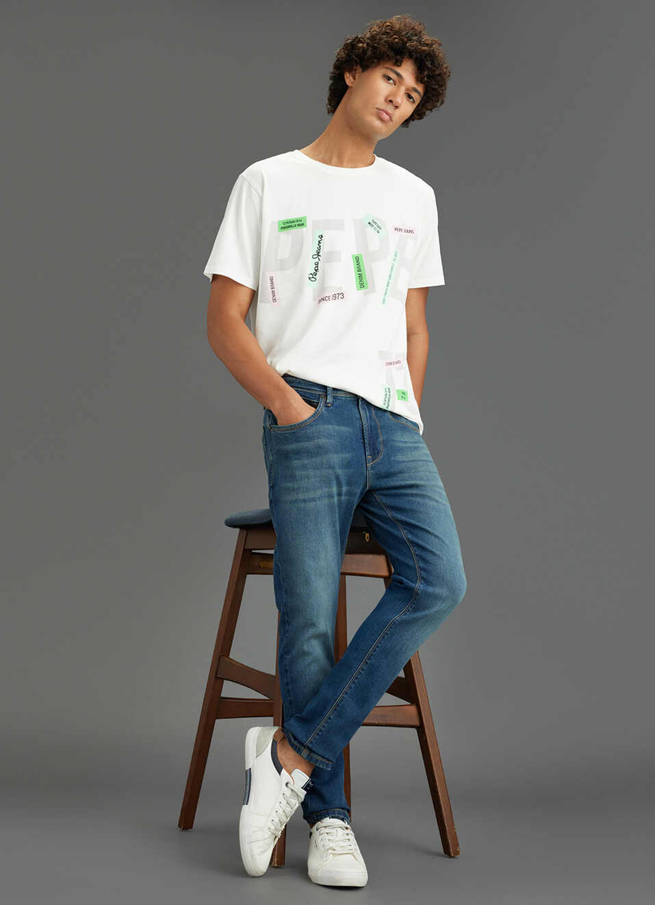 Men Blue Mid Rise Tapered Fit Jeans, , large image number 1