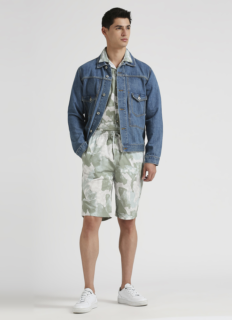 Green All Over Printed Shorts, , large image number 1