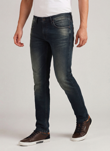 Vapour Dark Blue Low Rise Tapered Jeans