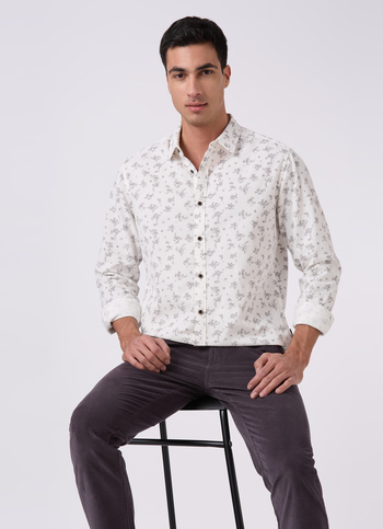 Men Off White Printed Shirt