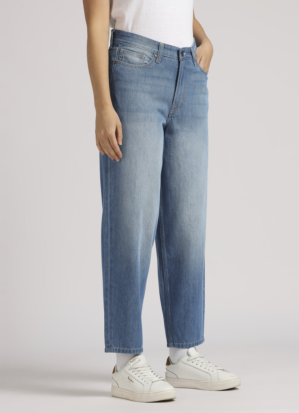 Blue High Waist Balloon Jeans, , large image number 3
