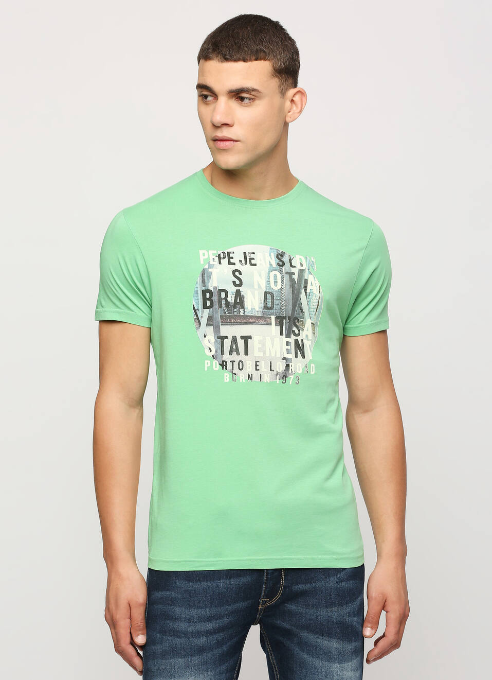 Green Printed Short Sleeve Tee, , large image number 1