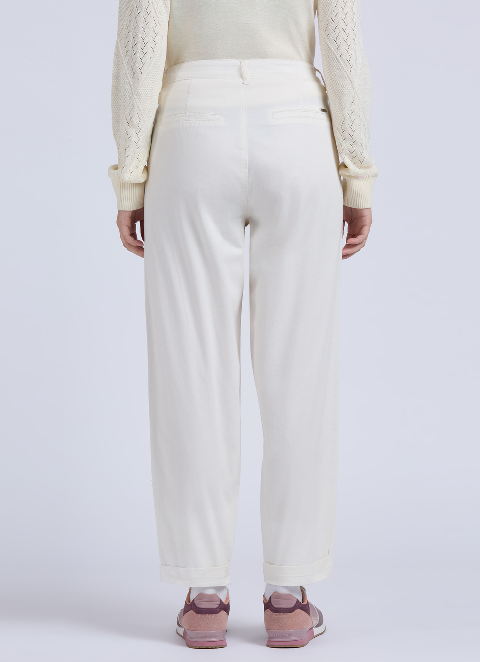 Ecru Mid Waist Carrot Fit Trousers, , large image number 2