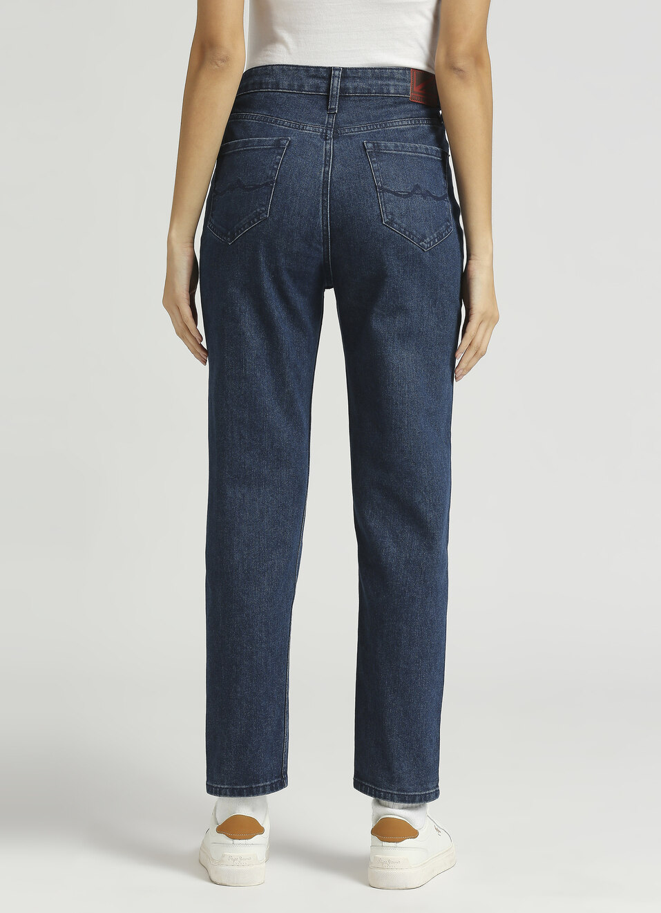Dark Blue High Waist Mom Fit Jeans, , large image number 2