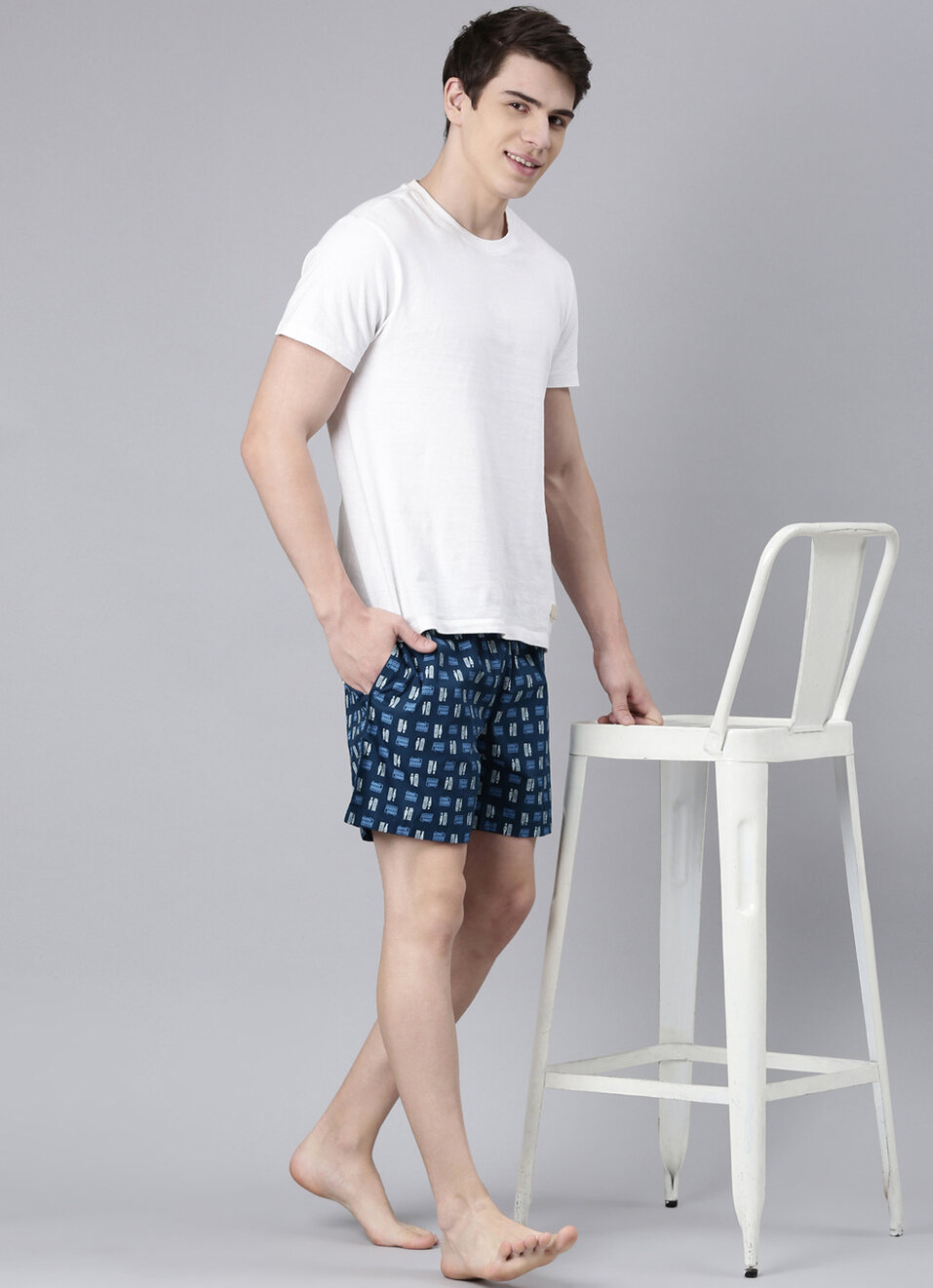 Ice Blue Printed Boxers, , large image number 6