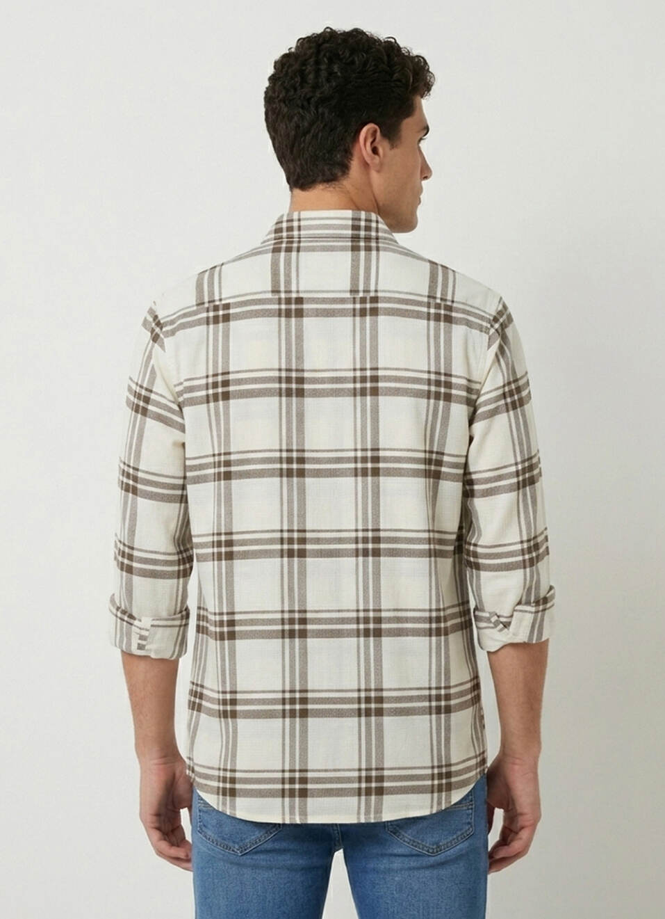 Men Olive Green Checked Long Sleeve Shirt, , large image number 2