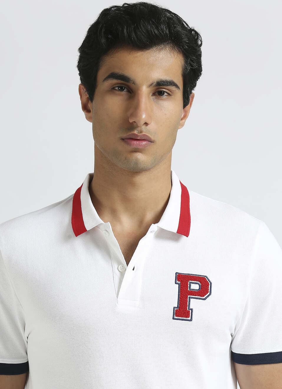 White Short Sleeve Varsity Polo, , large image number 4