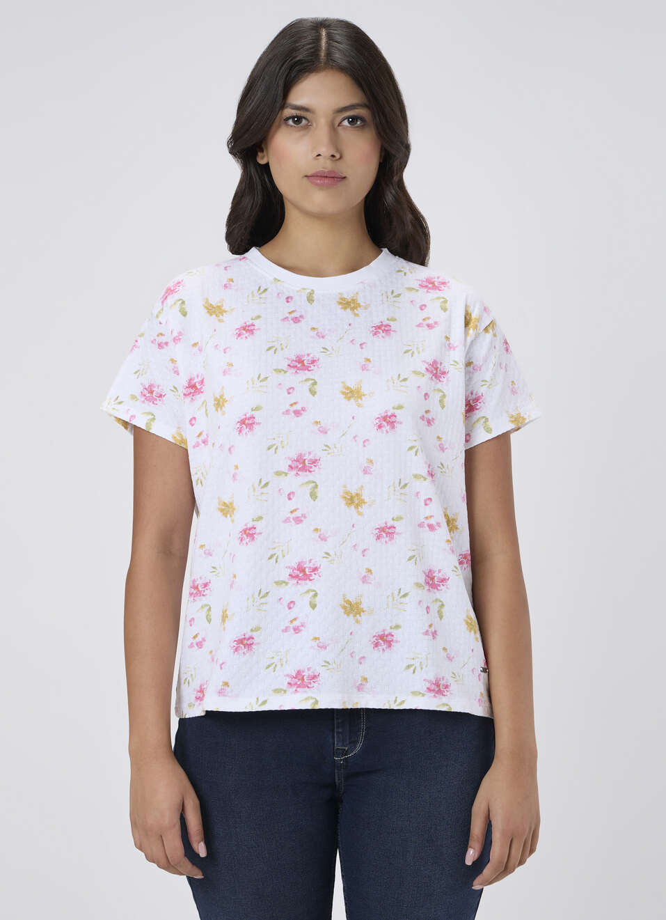 Women Pink Floral Print T-shirt, , large image number 1
