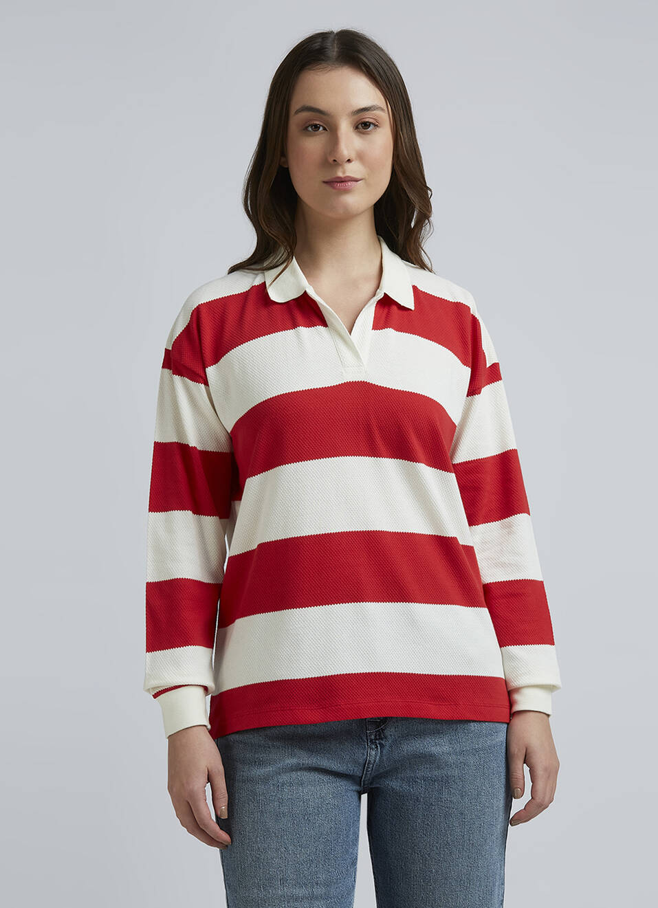 Red Stripes Full Sleeve Polo, , large image number 1