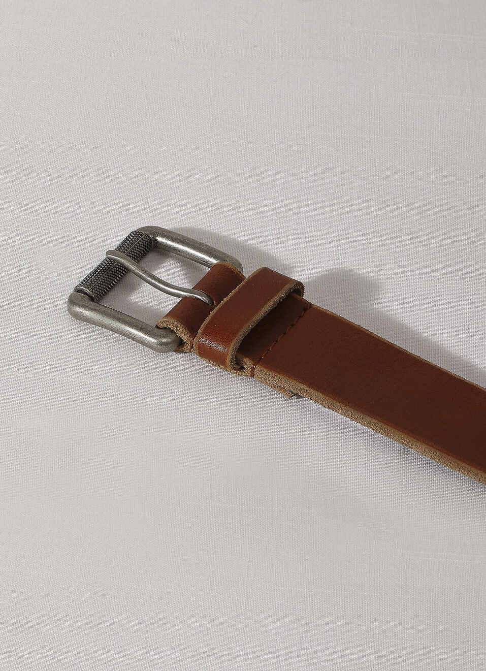 Brown Embossed Leather Belt, , large image number 1