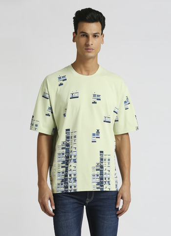 Green Graphic Print Oversized Short Sleeve T-shirt