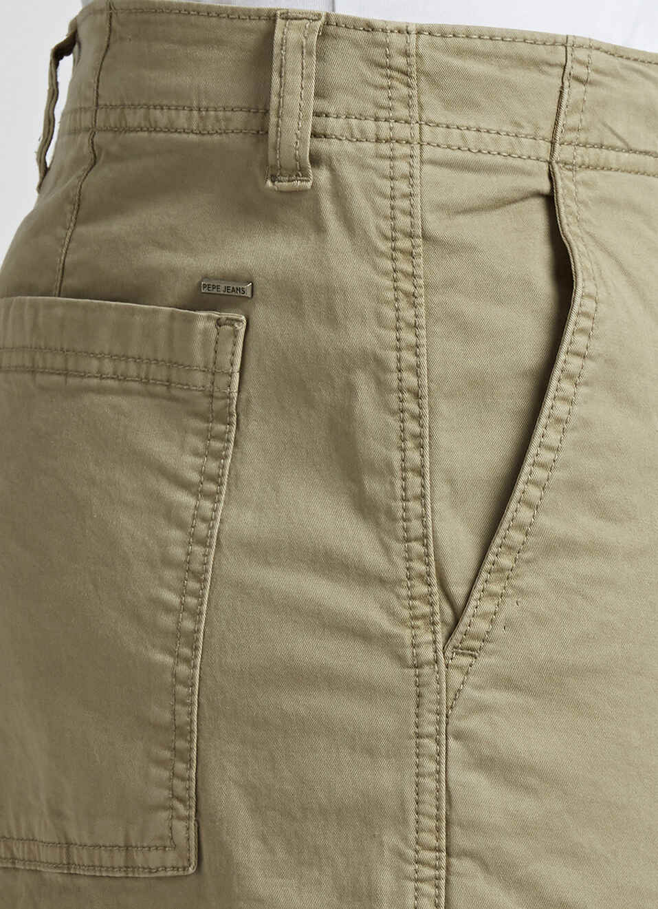 Khaki Mid Waist Baggy Fit Cargo Pants, , large image number 4