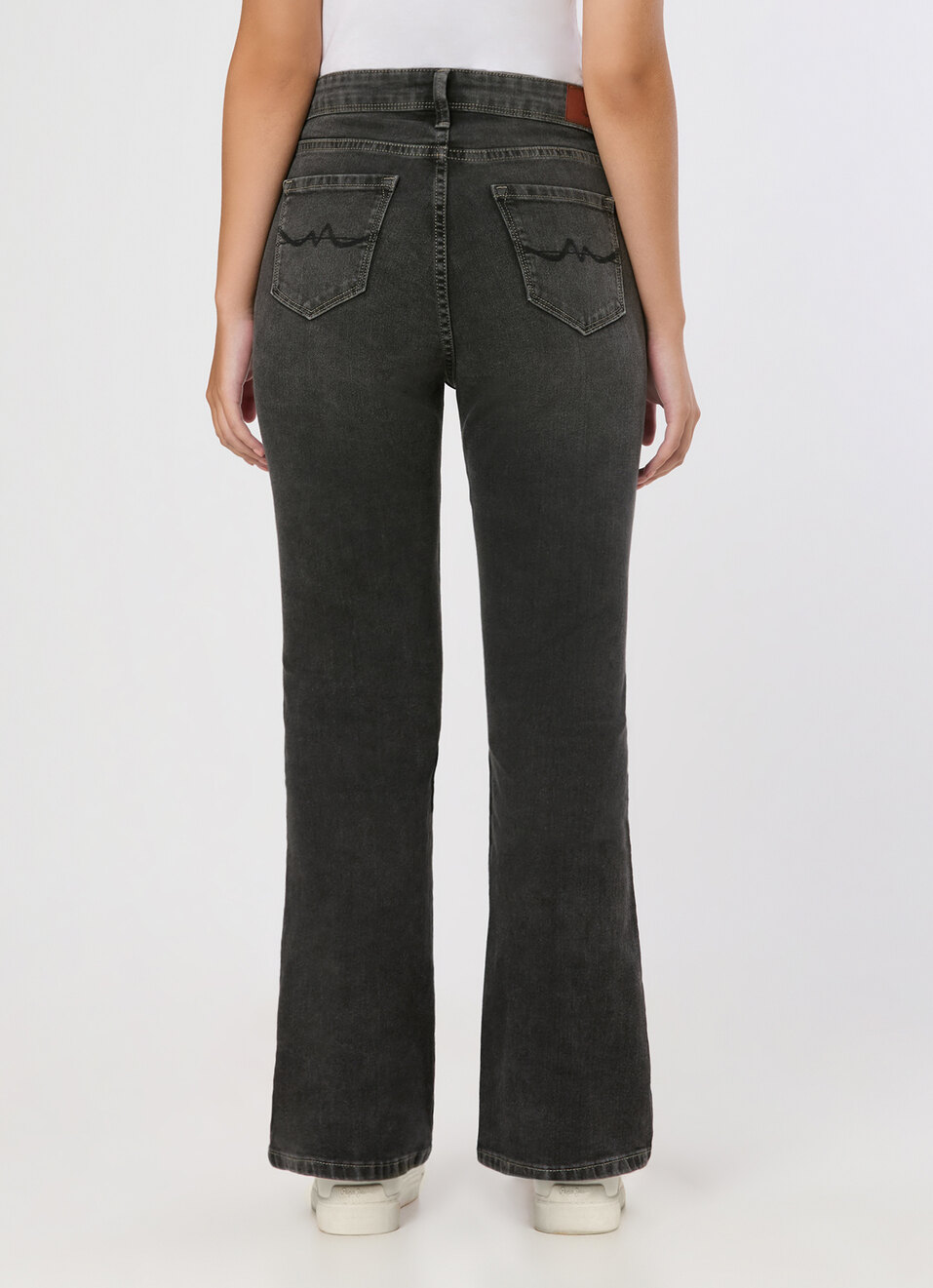 Women Black Mid Rise Stretchable Flared Jeans, , large image number 2